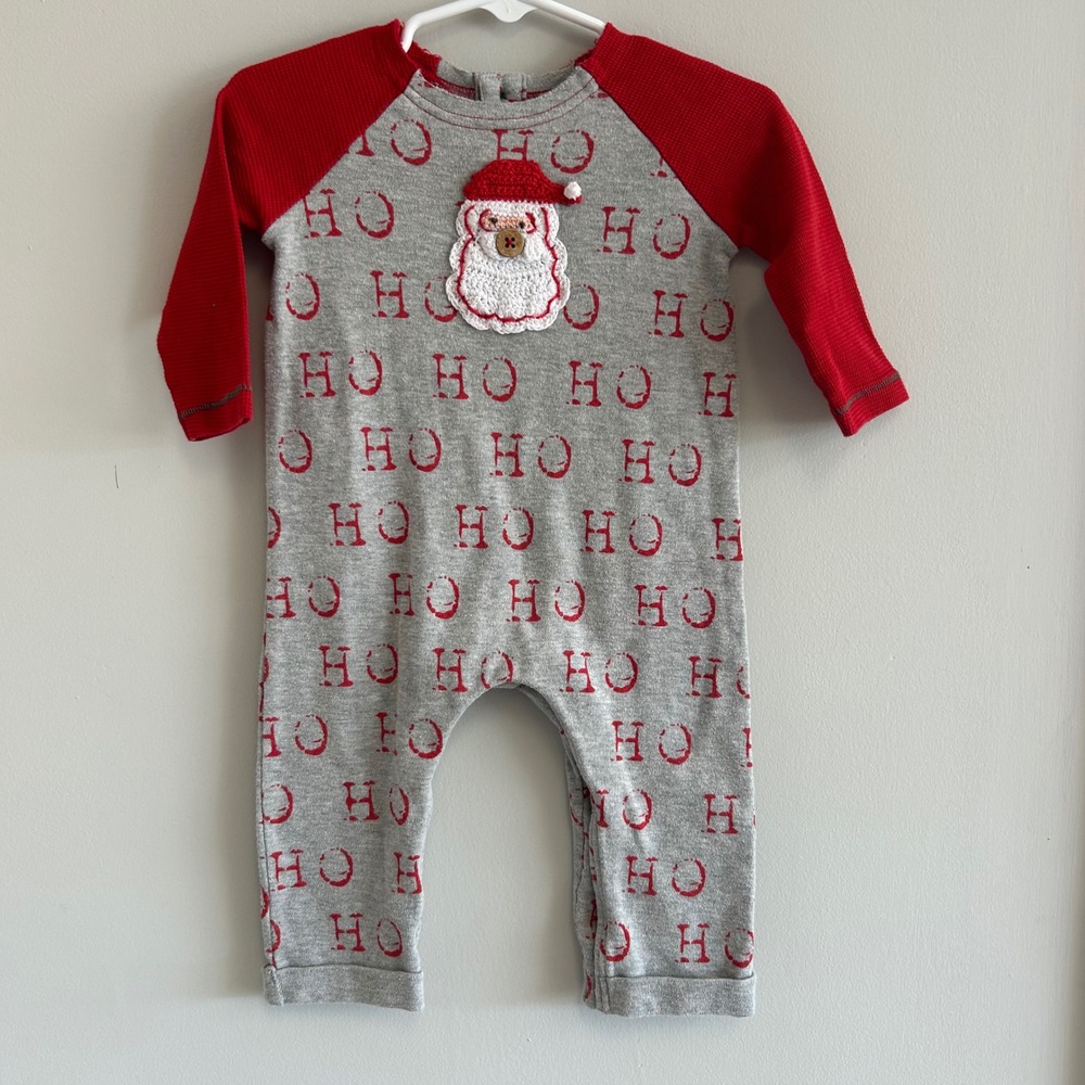 Mud Pie Christmas Crochet Santa Jumper romper Pajamas 6-9M christmas holiday‎